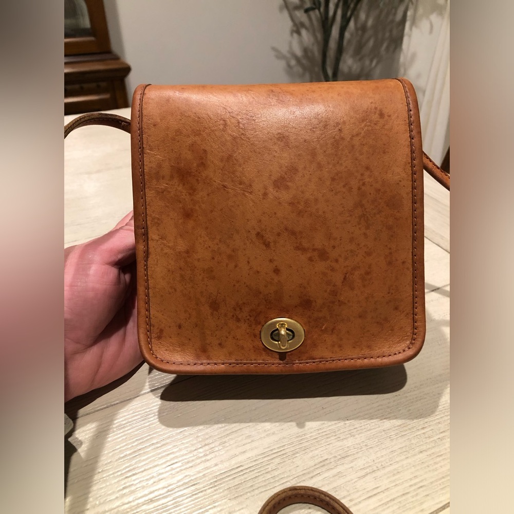 Vintage Coach Early Compact Pouch #9620 British Tan Leather Donor/Upcraft Purse